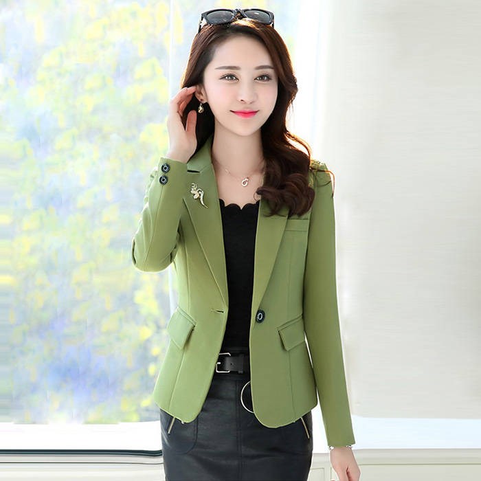 Áo khoác vest nữ nhỏ 2018 Áo khoác nữ mùa thu nữ dài tay hoang dã mỏng ngắn phù hợp với áo khoác 852 - Business Suit mẫu áo vest nữ tay lỡ