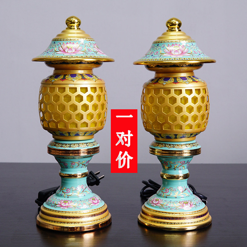 Buddha lamp Buddha front for the lamp Home Buddha hall LED plug-in Guanyin lamp for Buddha Changming lamp Lotus lamp Buddha offering lamp a pair