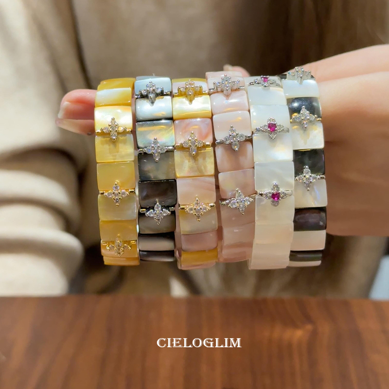 Cieloglim Mother-Of-Pearl Bracelet, Gentle and Elegant, High-Quality Natural Shell Bracelet Gift