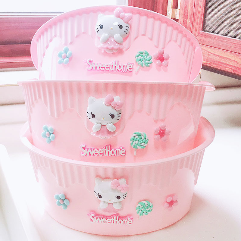 Cute Cartoon Washbasin Children Home Plastic Basin Pink Teenage Girl Heart Cute Baby Wash Ass Little Basin