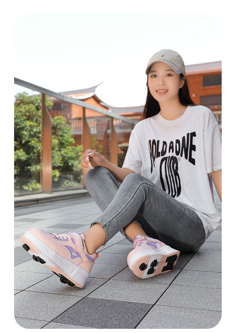 暴走鞋女童隐形四轮可收缩儿童鞋子4轮成人轮滑鞋旅游6到12岁女孩 — 19