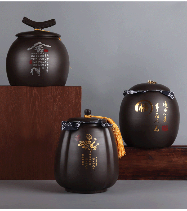 Violet arenaceous caddy fixings ceramic 1 catty 2 jins of restoring ancient ways with large seal pot receives pu - erh can customize moisture storage tanks