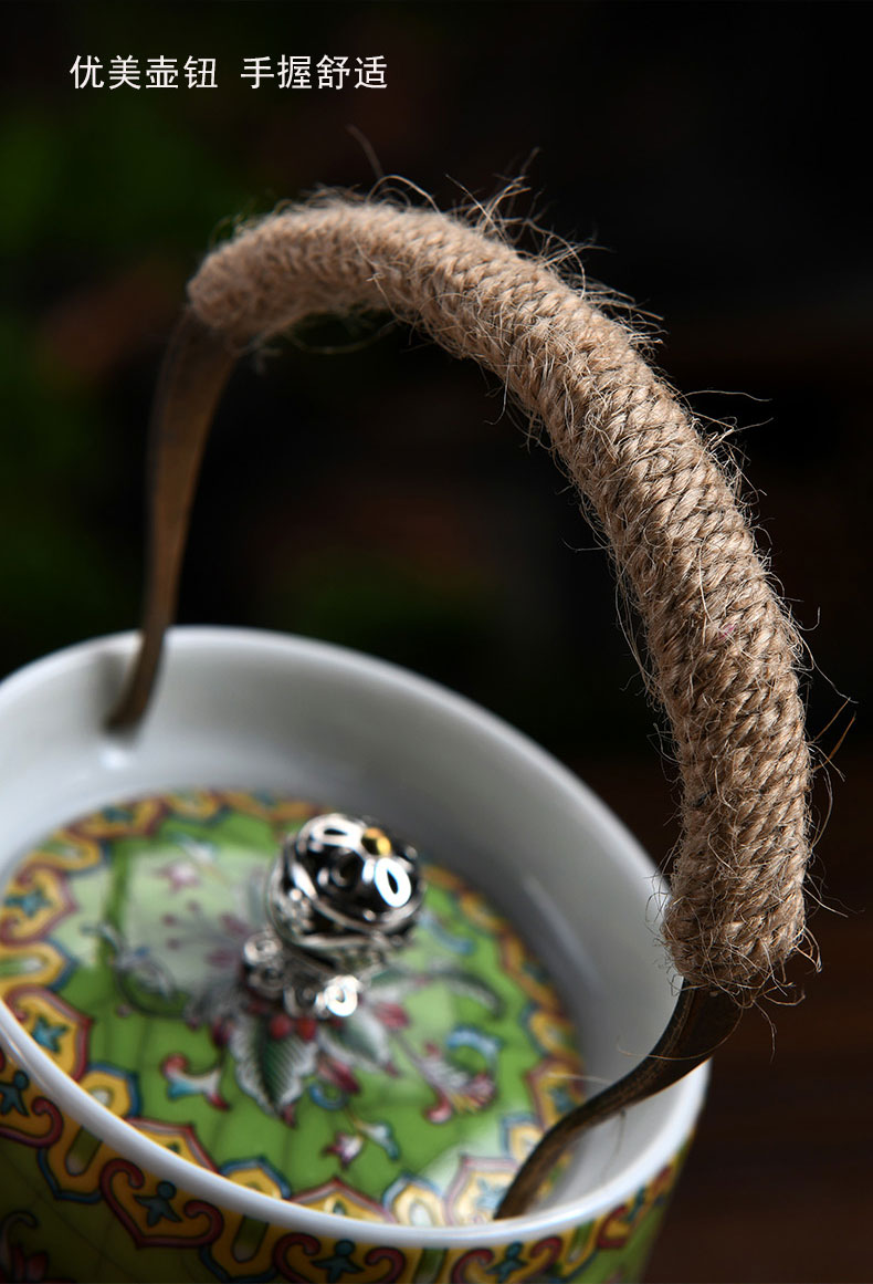 Colored enamel tea kettle ceramic household pure manual side pot of kung fu teapot little teapot girder single pot pot