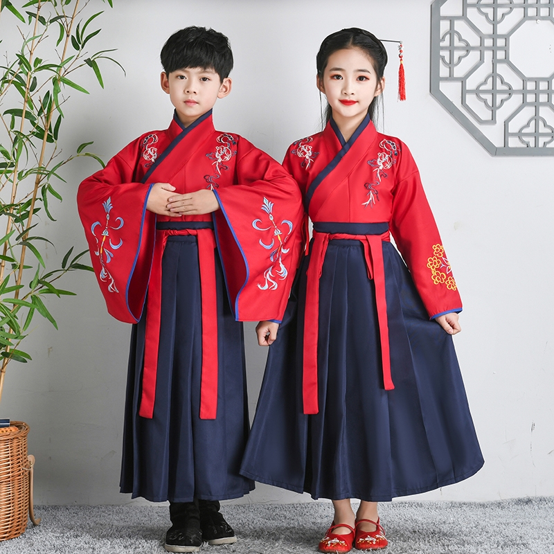 Children's Han clothes boy girl Guofeng Hanfu Ancient clothing The three words were performed during the start of the school season to serve the children's performance costumes