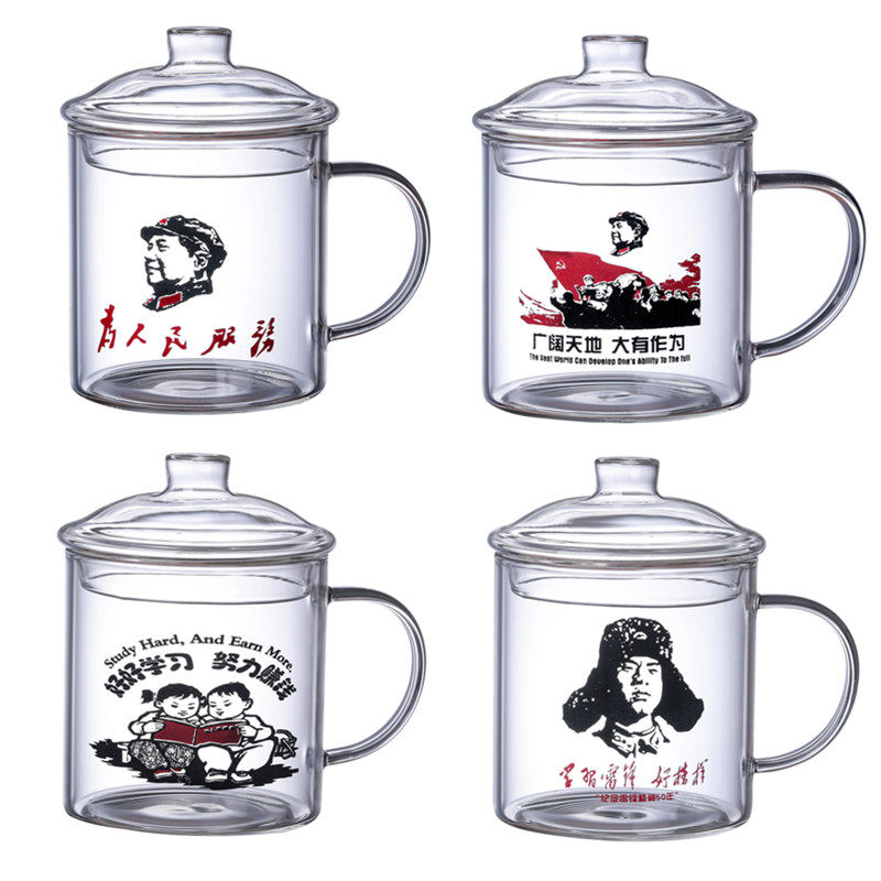 Shan Mingxuan heat-resistant glass tea cylinder household glass cup drinking cup large capacity glass cup with a tea cup