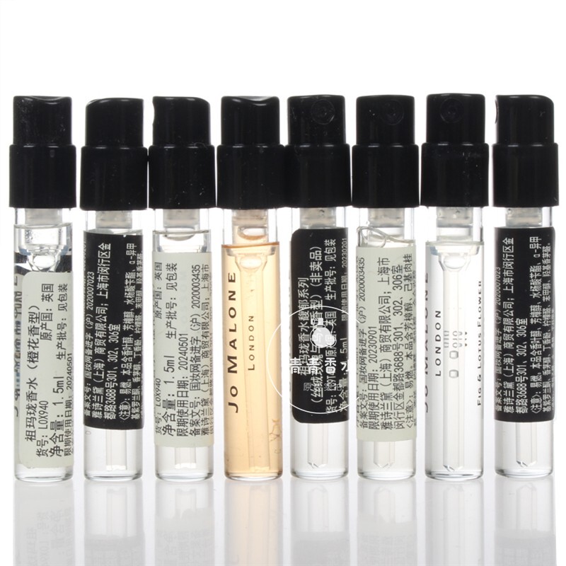 Jo Malone Bluebell Sage English Pear & Freesia, Patchouli & Oud, Silver Birch & Eden Fruit Perfume Samples