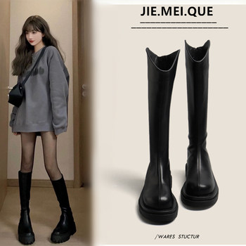 Martin Boots Women's Long Boots 2025 Autumn and Winter New Style Fleece-Lined Mid-Calf High Boots Riding Boots Petite Super Popular Long Boots