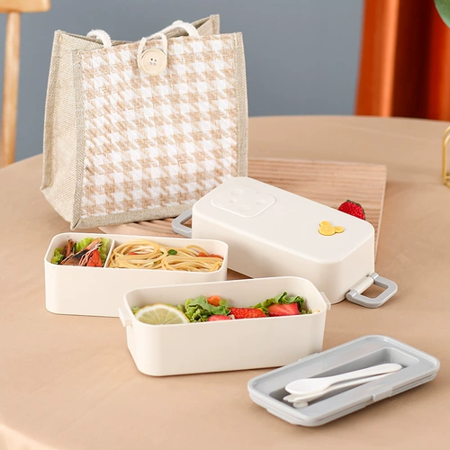 Японская стиль двойная ланч -коробка банка может микроволновая печь, отопление специальных офисных работников, коробка для ланча, помада, легкий набор