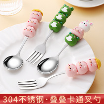 304 stainless steel spoon and fork childrens home toddler baby baby food supplement special feeding small roll 2450