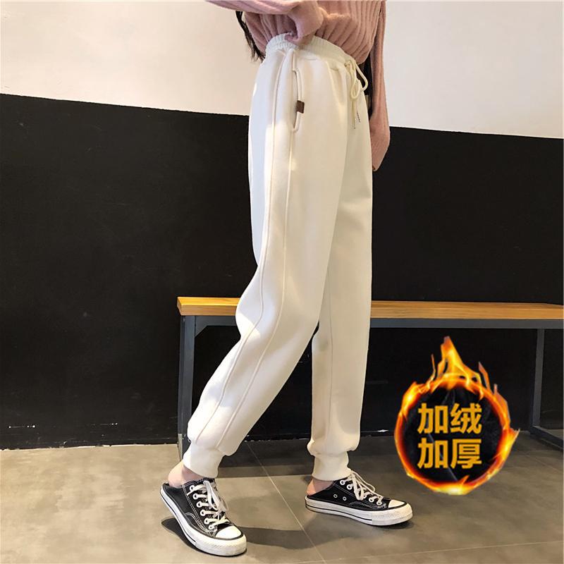 Good charm Focus on quality Large size women's clothing fat MM loose thin winter sports pants velvet thickened warm tide
