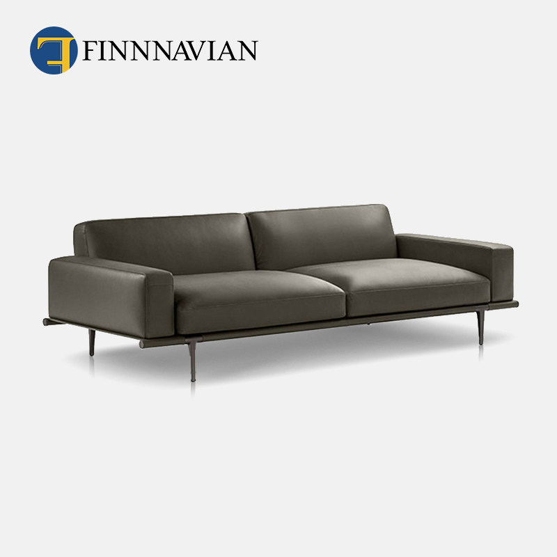 FINNNAVIAN Italian minimalist full leather Let it be living room modular sofa
