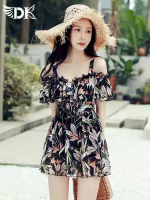 DK swimsuit women conservative belly thin 2021 new sexy gathering one-piece dress small chest soak hot spring swimsuit