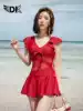 DK swimwear women 2021 new sexy gathered Korean version of the dress conservative cover belly thin bathing hot spring swimsuit