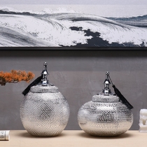 Italian minimalist modern light luxury creative silver resin storage tank decoration Living room TV cabinet Wine cabinet Soft decoration