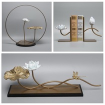 New Chinese style creative modern light luxury Wrought iron ceramic copper handicraft ornaments Hotel living room entrance TV cabinet decoration