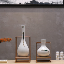 New Chinese modern creative Wrought iron ceramic vase Flower decoration Model room Hotel living room TV cabinet decoration