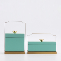 Nordic light luxury home Model Room wine cabinet jewelry box decoration new Chinese creative simple metal carrying box ornaments