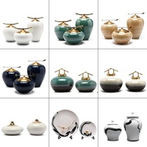 New Chinese Zen ceramic jar ornaments Modern simple model room Living room entrance crafts Home furnishings