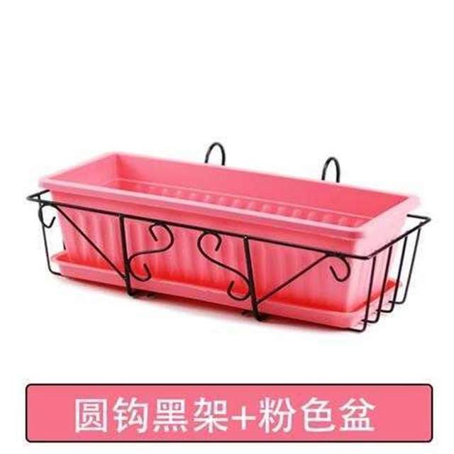 Balcony ຜັກ pot rectangular flower pot plastic extra large flower trough ຜັກສີຂຽວ railing hanging flower shelf