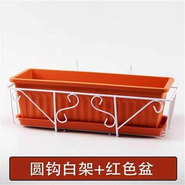 Balcony ຜັກ pot rectangular flower pot plastic extra large flower trough ຜັກສີຂຽວ railing hanging flower shelf