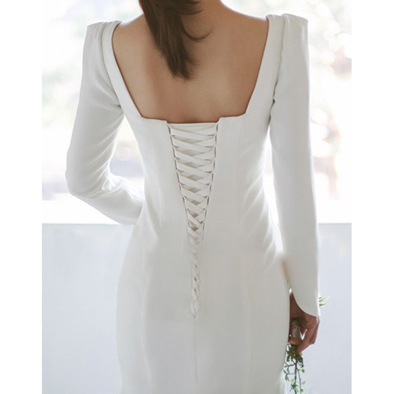 Brand new stock handling no back up to satin light wedding dresses 2022 new brides Jane approb. slim trailing Korean style