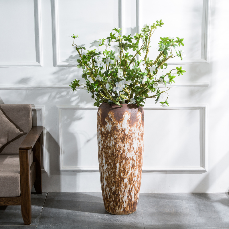 Simulation modelling of azalea flowers, silk flower branches home decoration Chinese zen ceramic vases, flower art