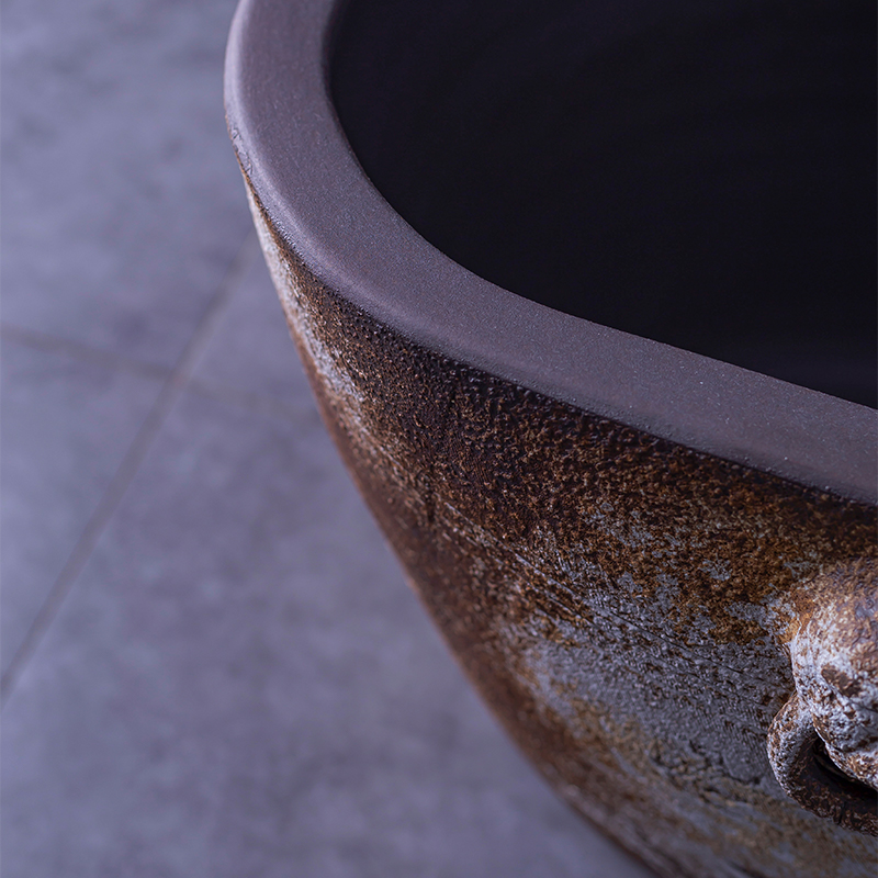Ceramic lion archaize VAT coarse pottery checking square tank flowerpot restoring ancient ways tank floor furnishing articles courtyard garden