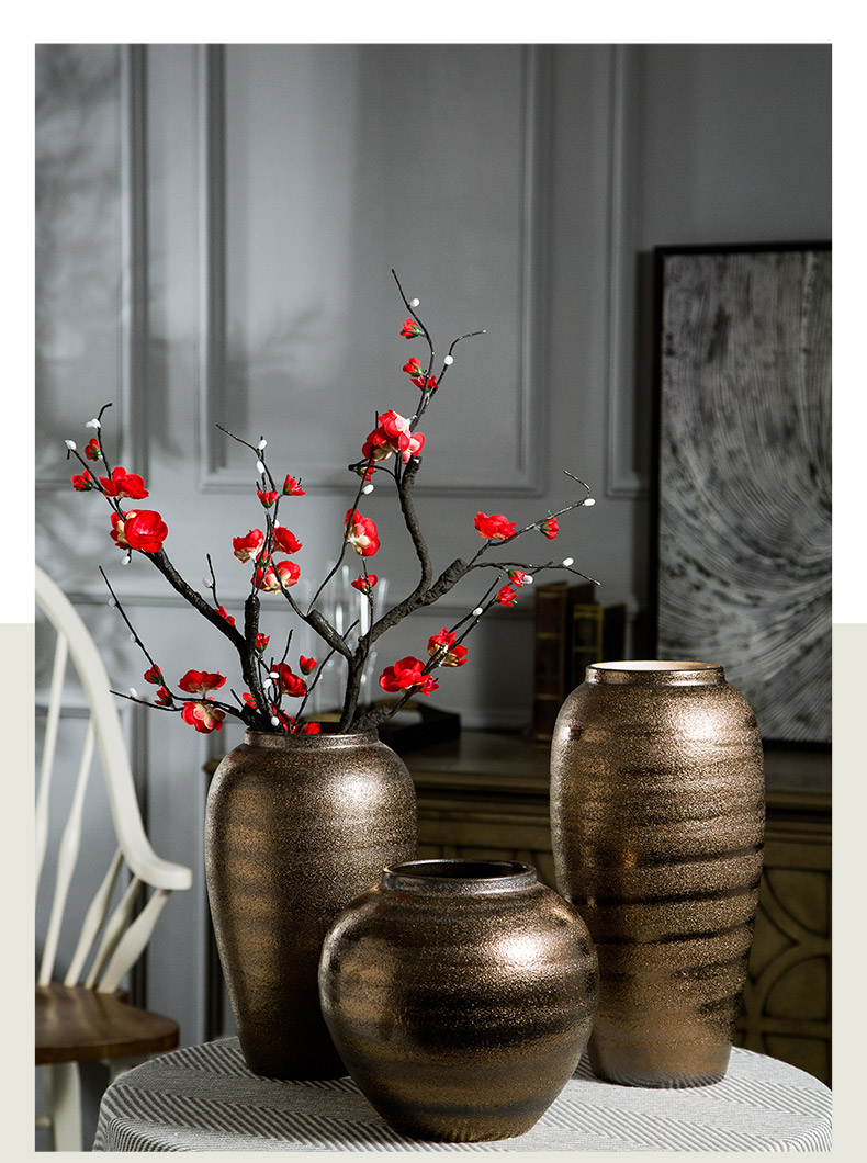 Jingdezhen coarse some ceramic pot pottery all over the sky star, dried flower vases, small pure and fresh and restore ancient ways the vase flower arranging furnishing articles sitting room