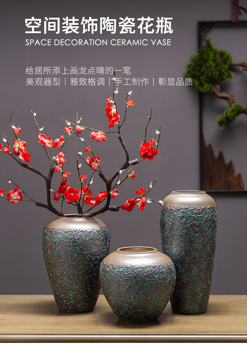 Jingdezhen ceramic decoration of the new Chinese style porch sitting room TV ark, flower arranging zen table dry flower vases, furnishing articles