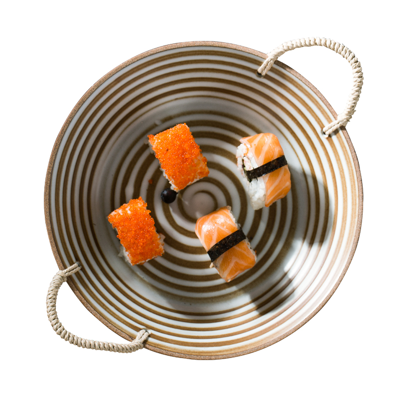 Household circular large 9 inches dish plate of Japanese restaurant coarse pottery ceramic restoring ancient ways pasta salad plates of a home stay facility