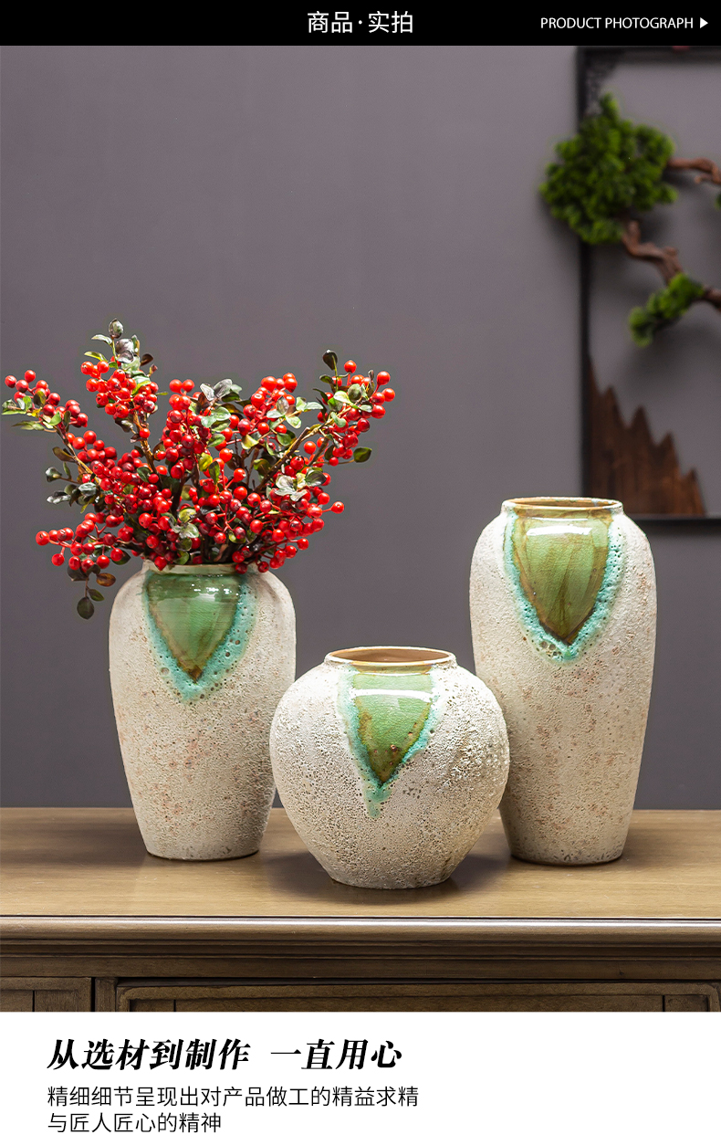 Jingdezhen ceramic floret bottle furnishing articles sitting room flower arranging retro rough some ceramic pot dry flower hydroponics vase flowerpot clearance