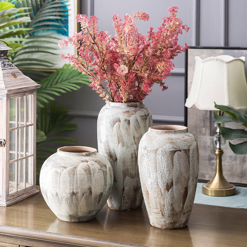 Jingdezhen ceramic vase coarse pottery dry flower arranging flowers restore ancient ways do old earthenware jar flower pot sitting room place soft decoration