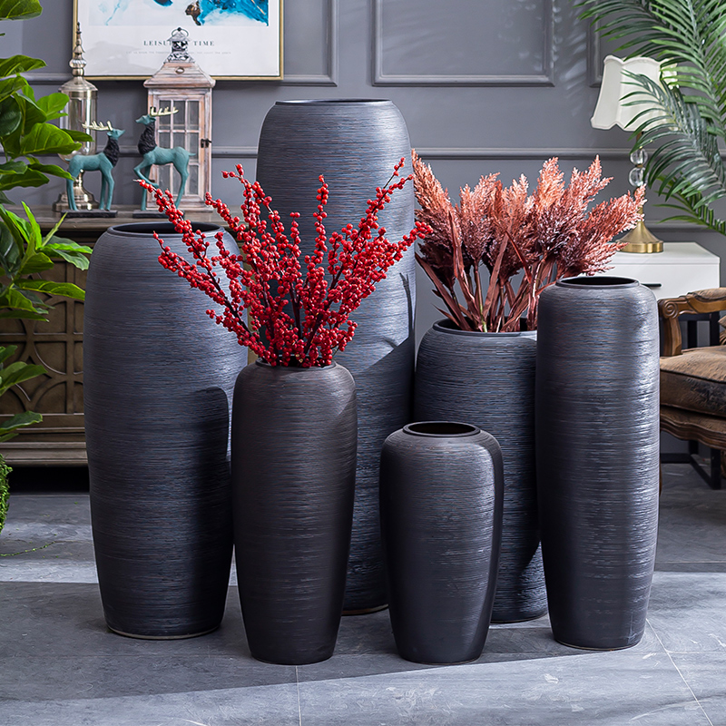 I and contracted ceramic vase landing Nordic dried flowers flower arrangement sitting room adornment is placed jingdezhen pottery basin of restoring ancient ways
