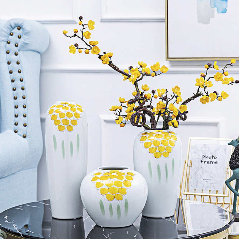I and contracted new Chinese vase dry flower arranging flowers, ceramic flower implement the sitting room TV ark, porch light decoration key-2 luxury furnishing articles