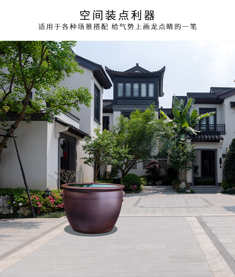 Jingdezhen ceramic goldfish bowl courtyard tank fish balcony cylinder home sitting room aquarium turtle pond lily lotus basin