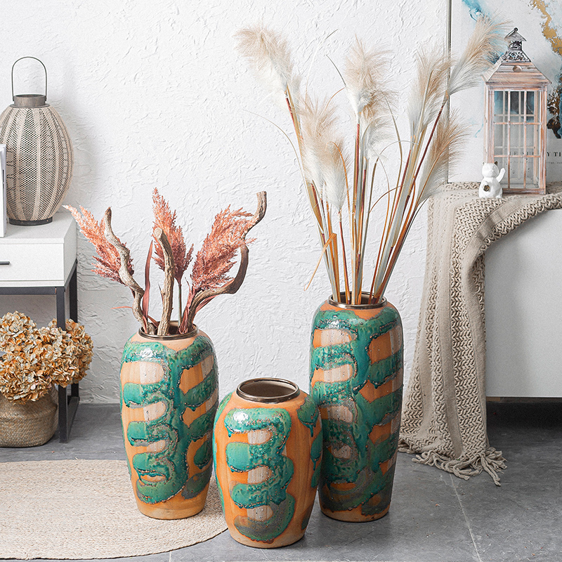 Chinese style restoring ancient ways of large vases, ceramic furnishing articles large POTS sitting room hotel decoration flower arranging dried flowers coarse pottery