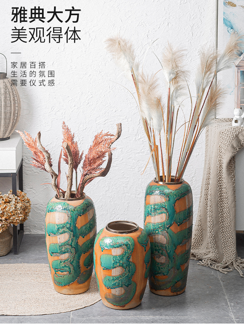 Chinese style restoring ancient ways of large vases, ceramic furnishing articles large POTS sitting room hotel decoration flower arranging dried flowers coarse pottery