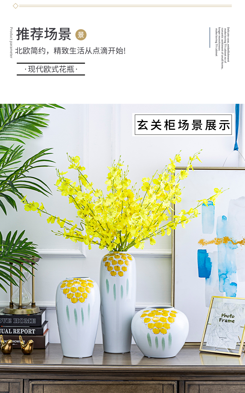 I and contracted new Chinese vase dry flower arranging flowers, ceramic flower implement the sitting room TV ark, porch light decoration key-2 luxury furnishing articles