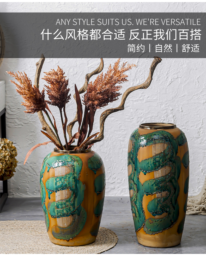 Checking out retro furnishing articles do old coarse TaoHua device inserted dried flower POTS ceramic vase of large courtyard zen flowerpot