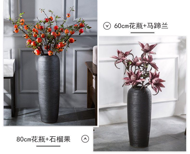 Contracted jingdezhen ceramic floor big vase Chinese flower arrangement sitting room place heavy black pottery suit dry flower flower