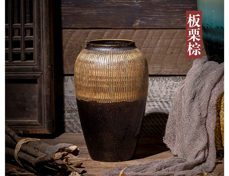 Restoring ancient ways of jingdezhen ceramic vase coarse pottery dry flower arranging flowers do old earthenware jar flower pot sitting room place soft decoration