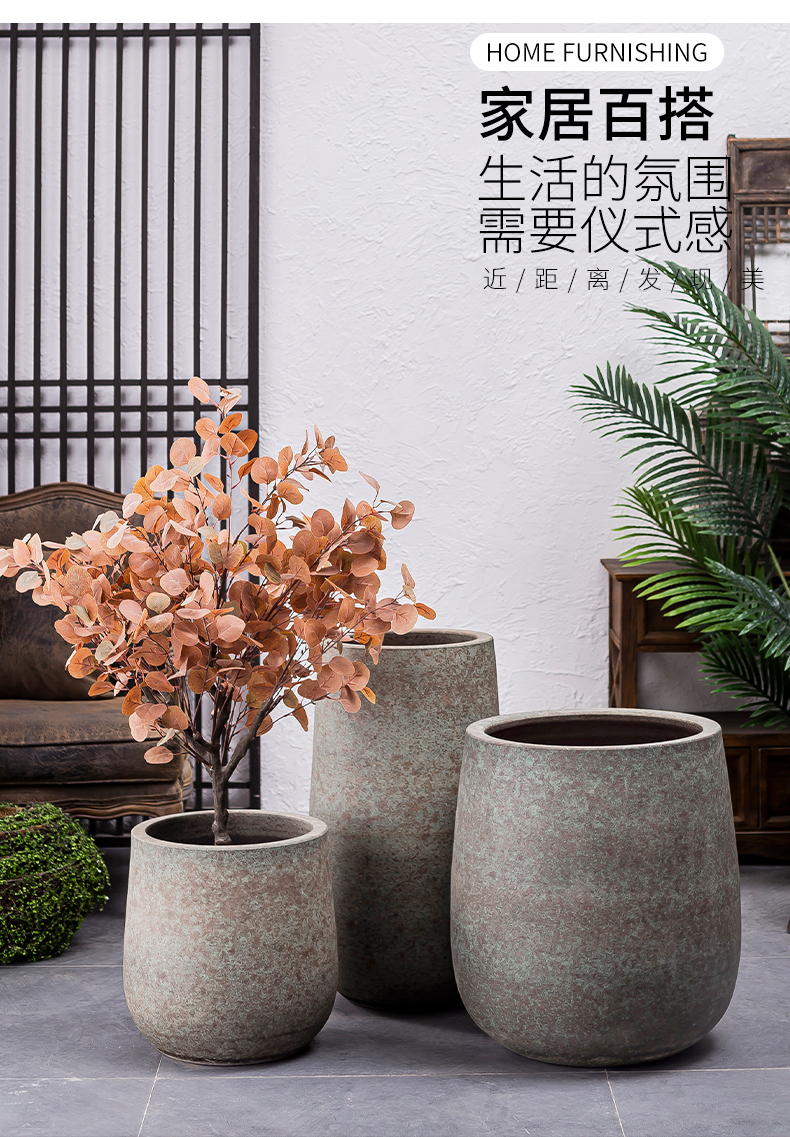 Retro ceramic flower pot home sitting room extra large hydroponic money plant wide expressions using Scandinavian simplicity vase combination package mail