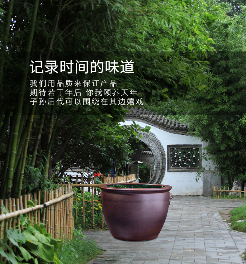 Jingdezhen ceramic goldfish bowl courtyard tank fish balcony cylinder home sitting room aquarium turtle pond lily lotus basin