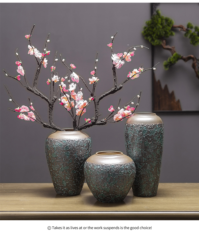 Jingdezhen ceramic decoration of the new Chinese style porch sitting room TV ark, flower arranging zen table dry flower vases, furnishing articles