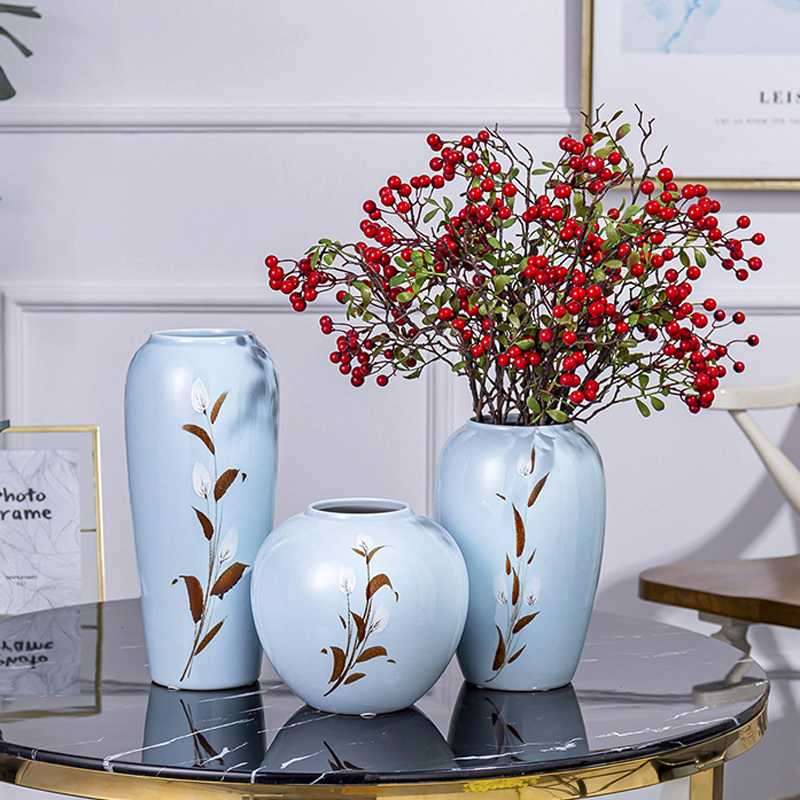 Mesa of new Chinese style originality can hydroponics simulation floral decoration ceramic vase furnishing articles flower TV ark