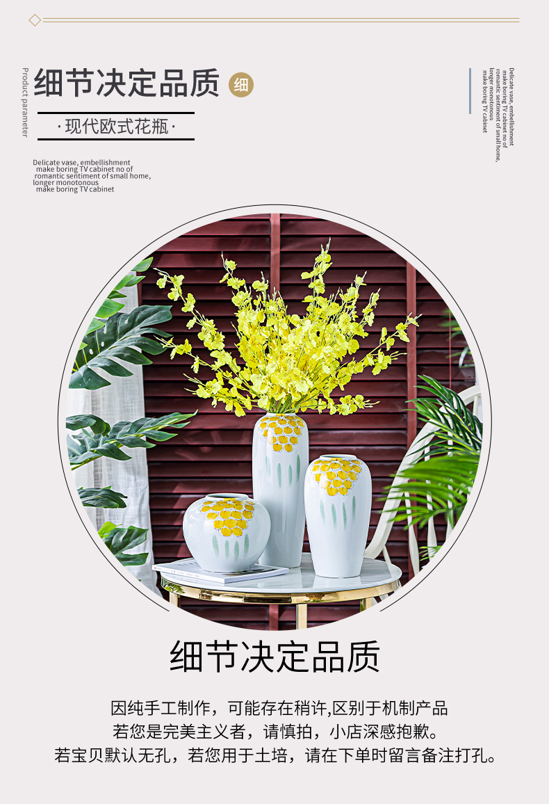 I and contracted new Chinese vase dry flower arranging flowers, ceramic flower implement the sitting room TV ark, porch light decoration key-2 luxury furnishing articles