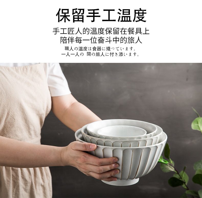 Japanese coarse pottery plate tableware suit household retro characteristic ceramic bowl fish plate of noodles in soup bowl bowl of salad bowl