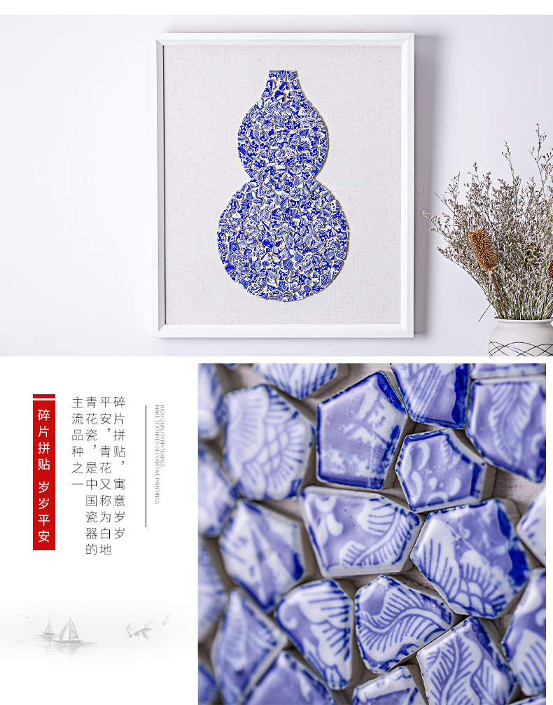 Sitting room background wall adornment ceramics restaurant study of new Chinese style bedroom stereograph blue and white porcelain plate hand - made of hang a picture