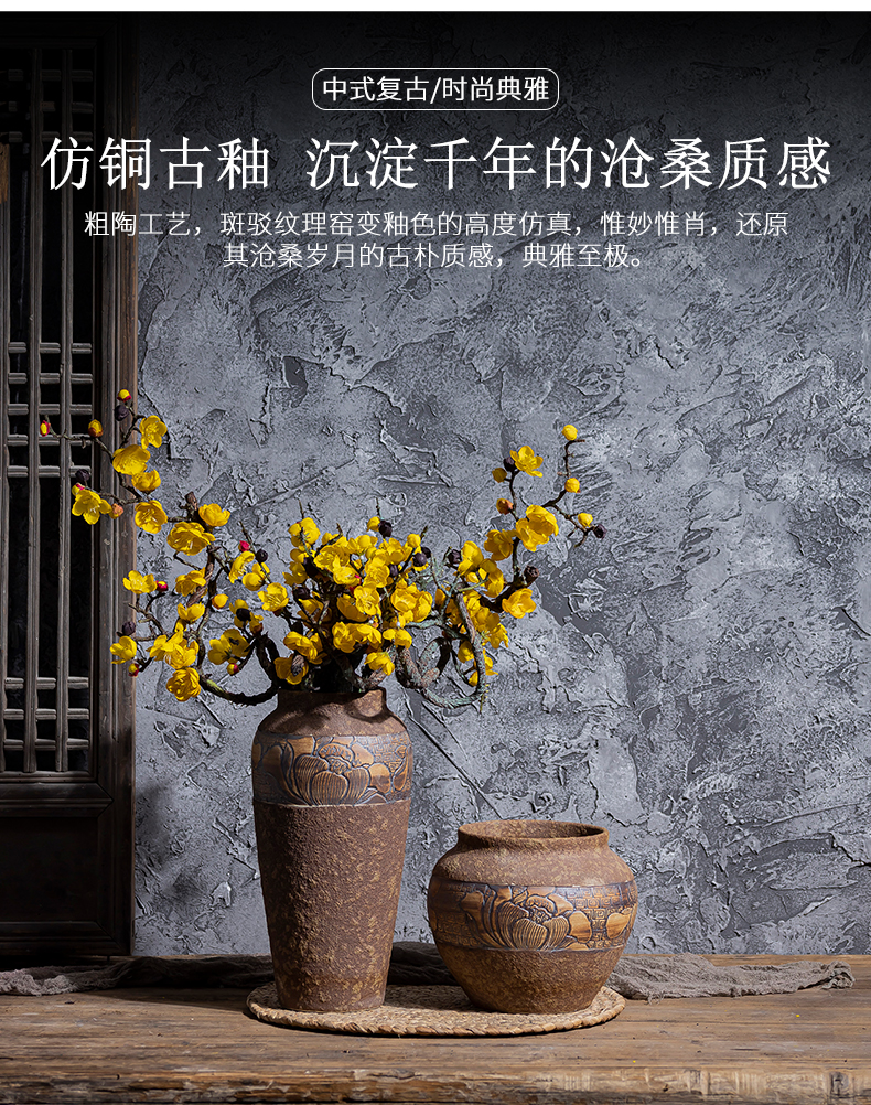 Ceramic POTS coarse pottery hand - carved restoring ancient ways do old dried flowers floret bottle place flower arranging home sitting room adornment