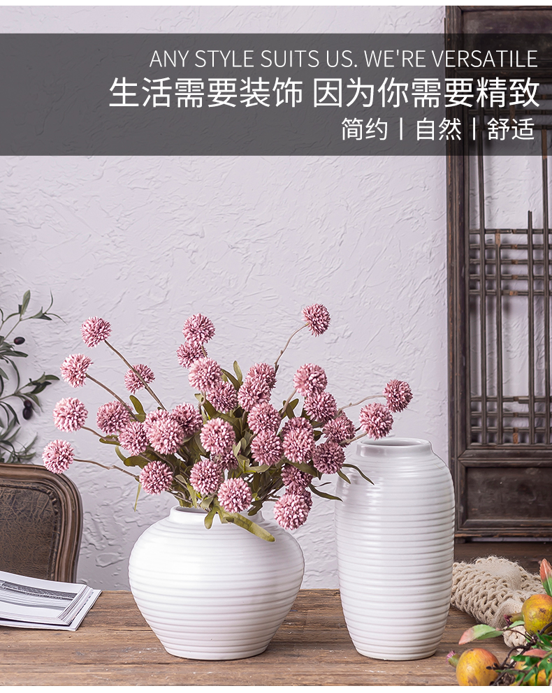 The white ceramic hydroponic bottle Jane modern Nordic furnishing articles living room flower arrangement table dry flower vase suits for